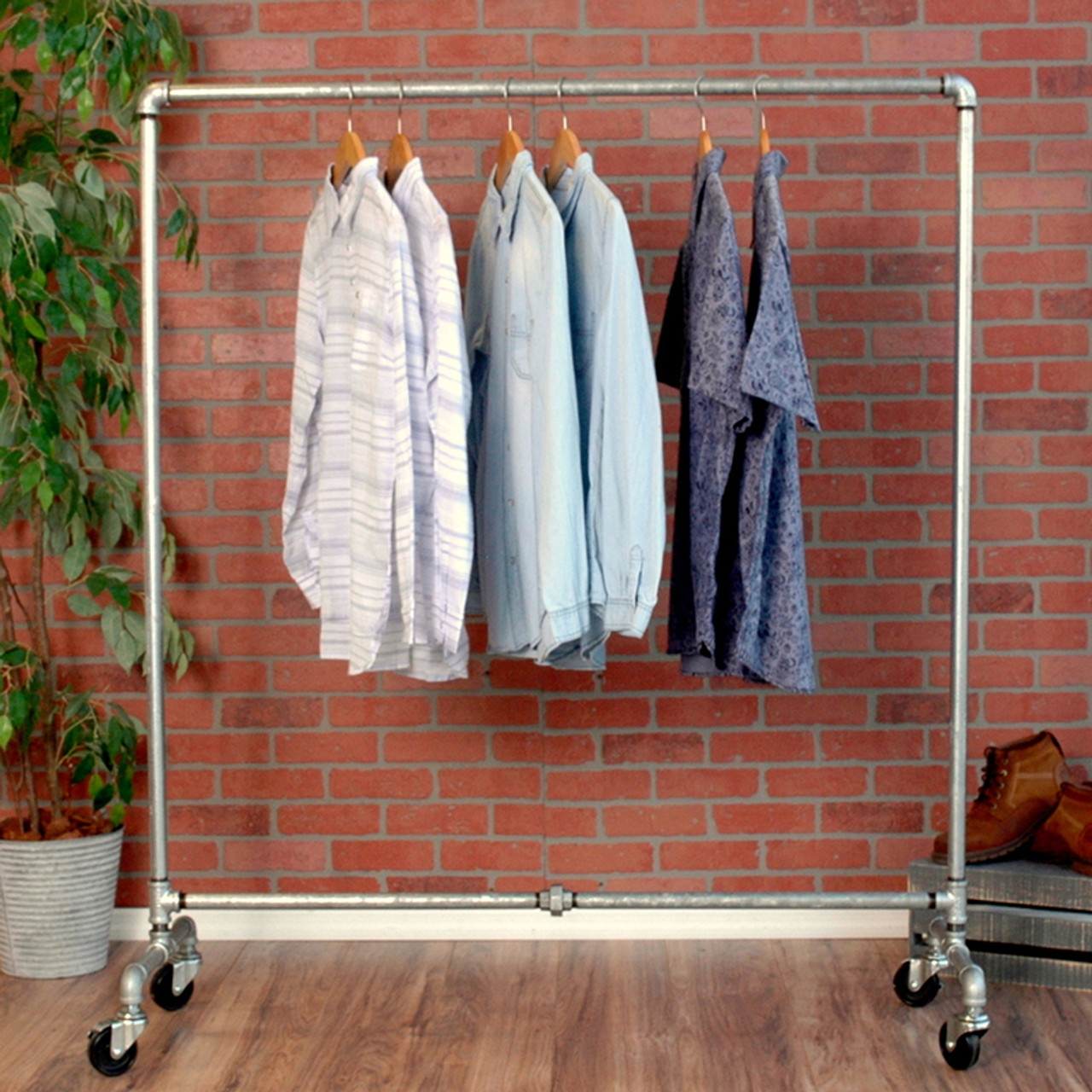 Industrial Pipe Rolling Clothing Rack Galvanized William