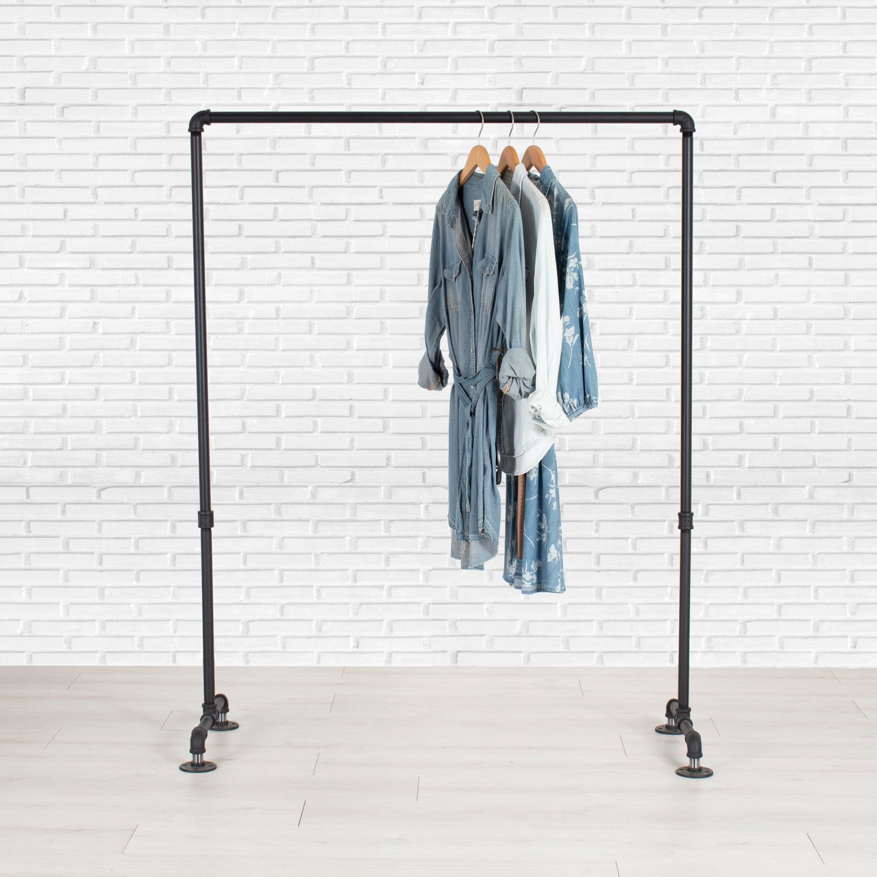 Black Clothing Rack with Shelf,Boutiques Retail Industrial Clothing  Rack,Heavy Duty Garment Rack,Multiple Uses Hanging Rack for Home and  Retail(Black)