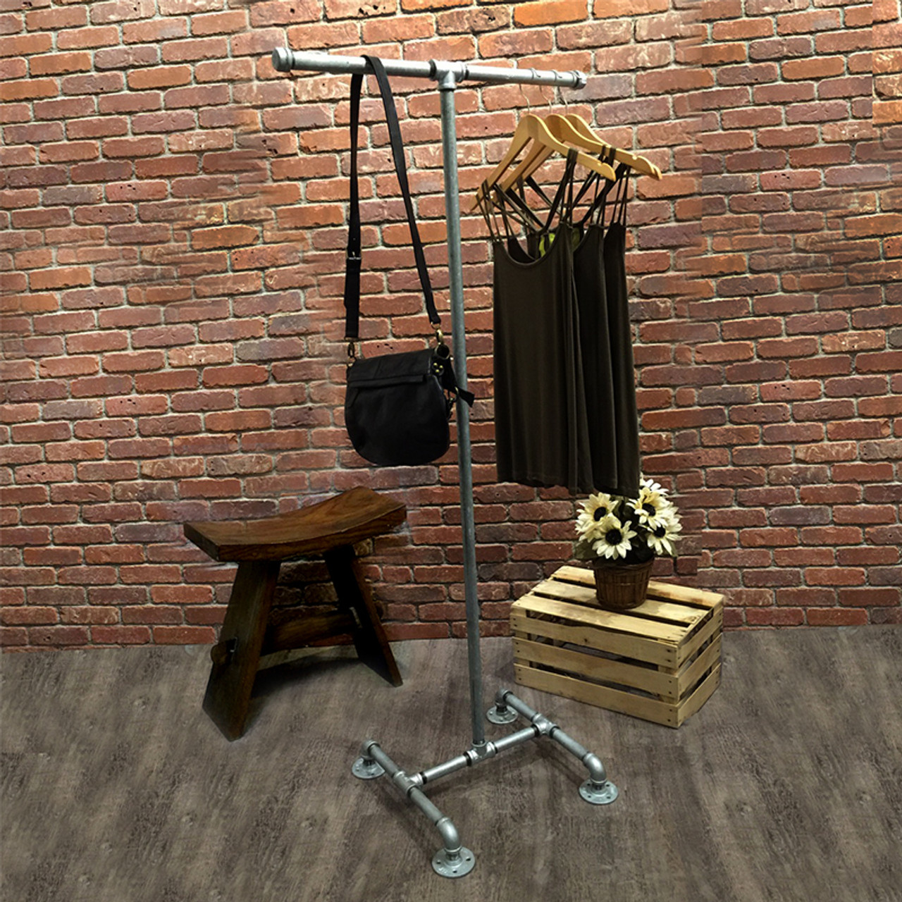 Industrial Pipe Clothing Rack Galvanized 2 Way William