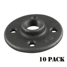 Black Floor Flange Pipe Fitting, 1/2 Inch, 10 Pack