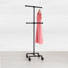 Industrial Pipe Rolling Clothing Rack | 4-Way