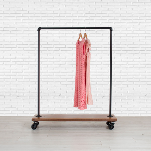 Industrial Pipe Clothing Rack with Cedar Wood Shelves ...