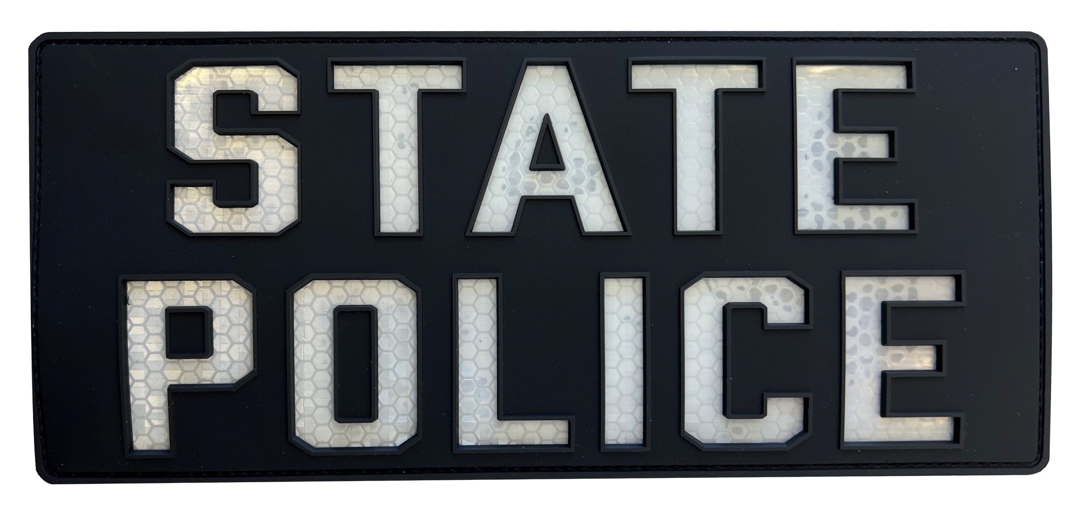 実アメリカ州警察STATE POLICEリフレクター PVC パッチ 今週末まで実物アメリカ州警察STATE POLICEリフレクター PVC