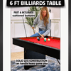 6 ft pool table Red Felt