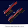 Genuine Horsehair Billiards Pool Table and Rail Brush Set dimensions