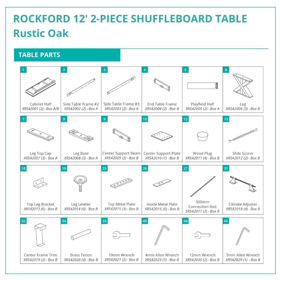 Timber Table Part Rockford 2-Piece 12′ Shuffleboard Table - Rustic Oak Parts