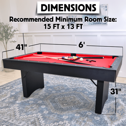 6 ft pool table Red Felt