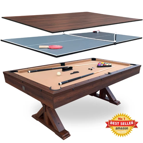 7' Multi-Game Table Espresso with Tan Felt