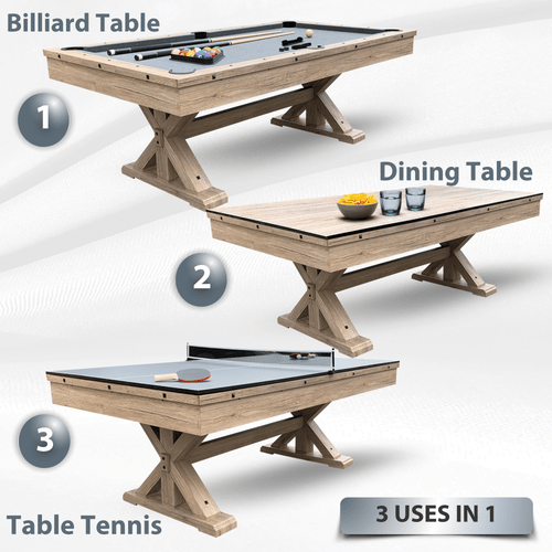 7' Multi-Game Table Rustic Oak with Gray Felt 7' Multi-Game Table Rustic Oak with Gray Felt