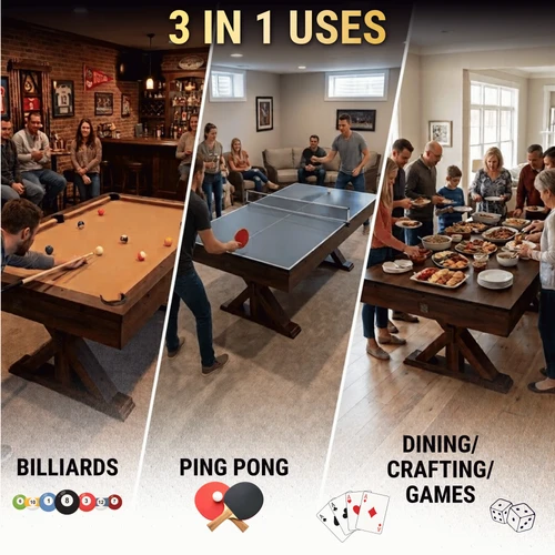 7' Multi-Game Table Espresso with Tan Felt