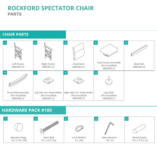 Rockford Spectator Chair - Parts