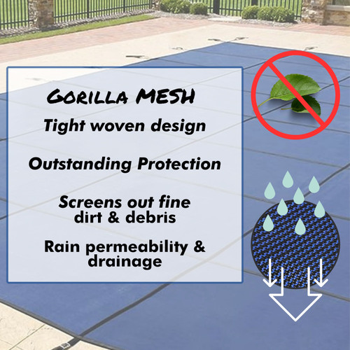 "Gorilla" Mesh Safety Pool Cover for In-Ground Pools- 16 YR Warranty