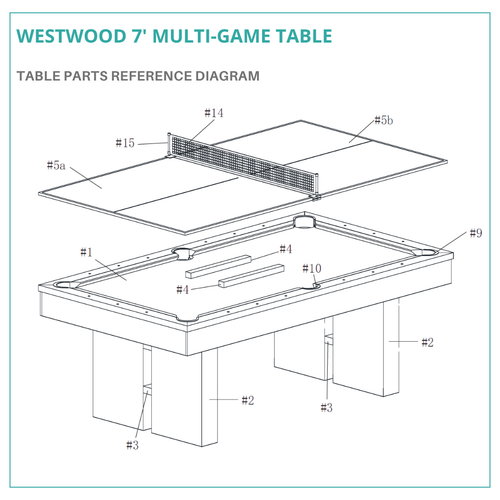 The Westwood 7' Multi-Game Table with Benches in Espresso - Parts
