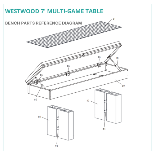 The Westwood 7' Multi-Game Table with Benches in Espresso - Parts