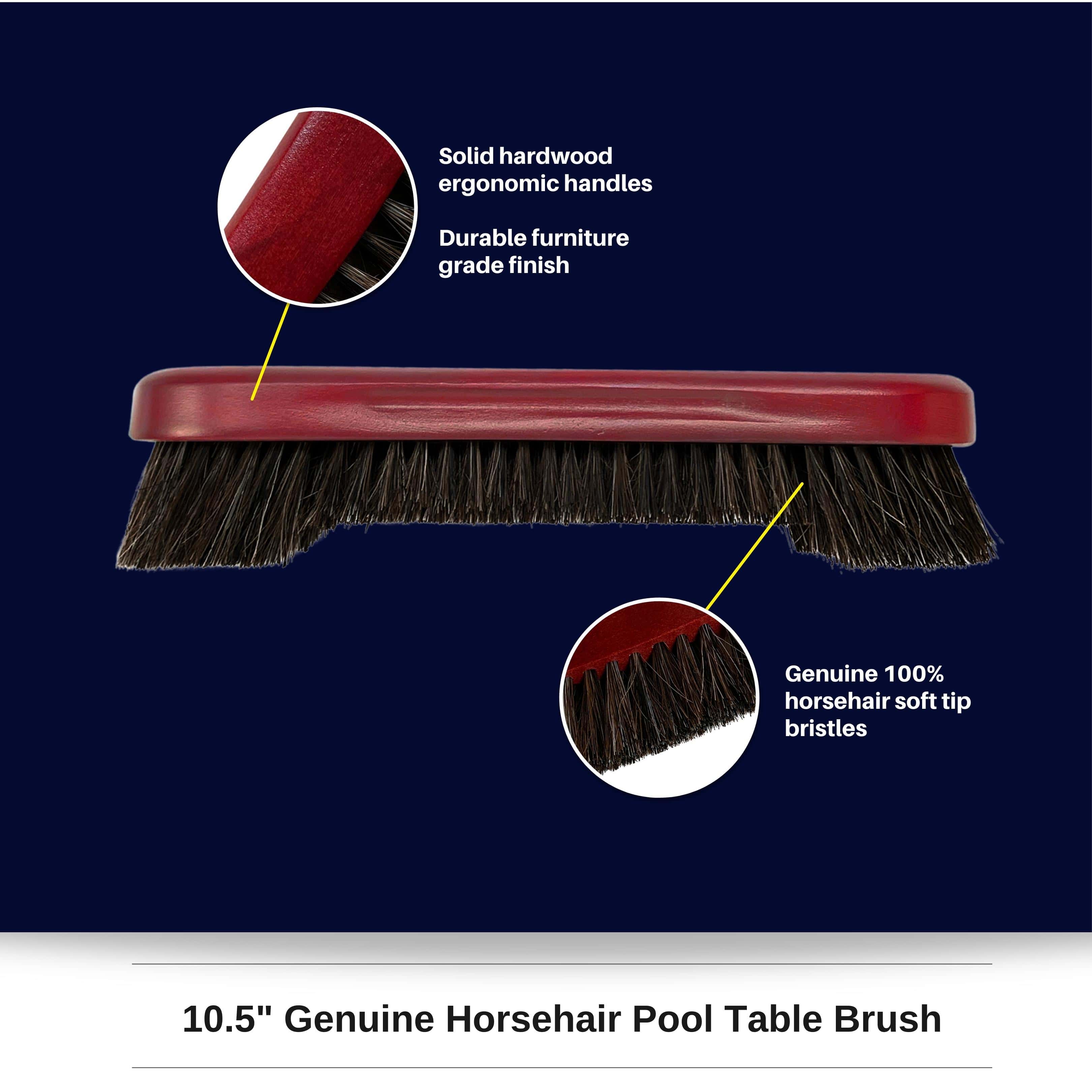 10.5" Genuine Horsehair Pool Table Brush PLUS a Pack of Chalk