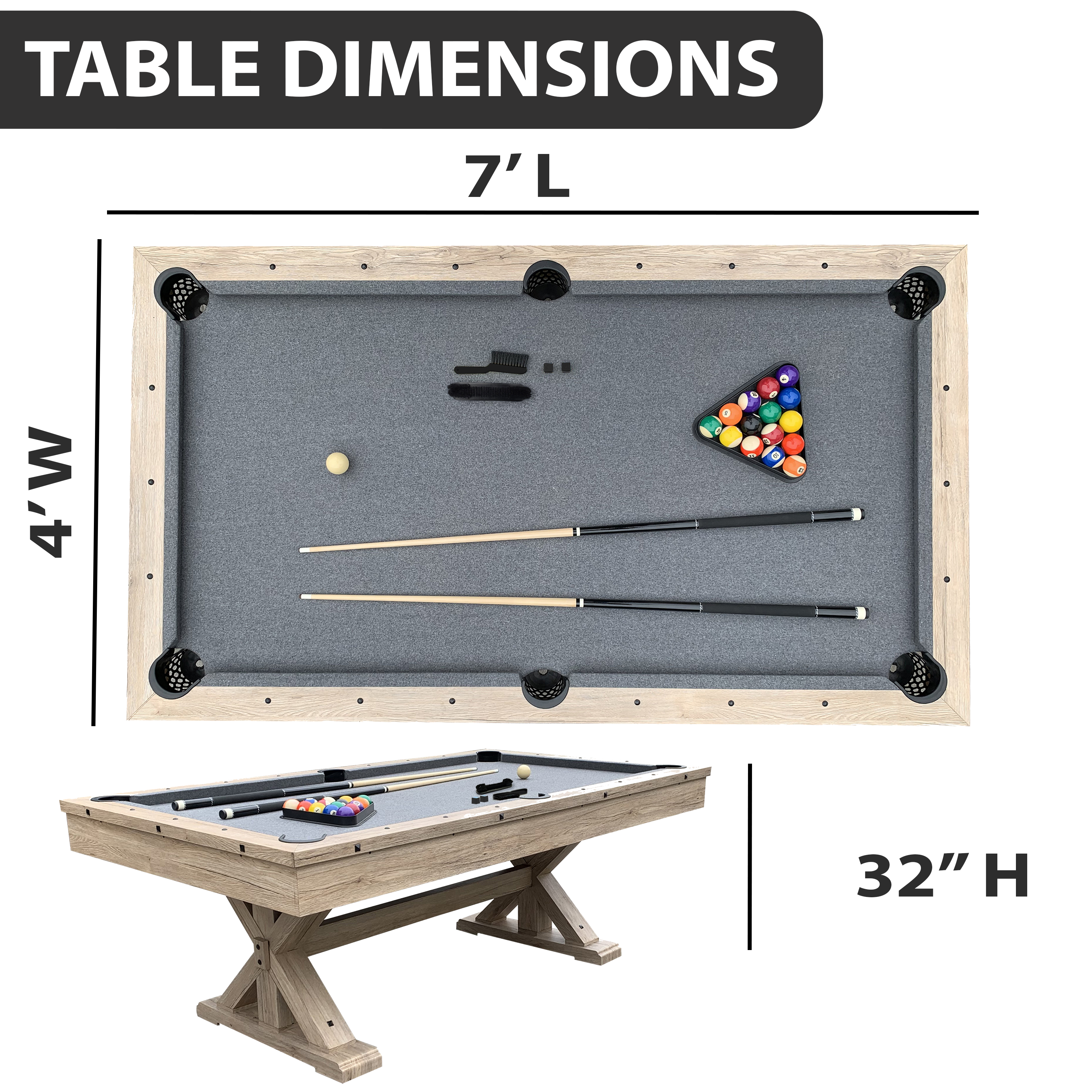 42'' L 7 Game Conversion-Top Multi Game Table