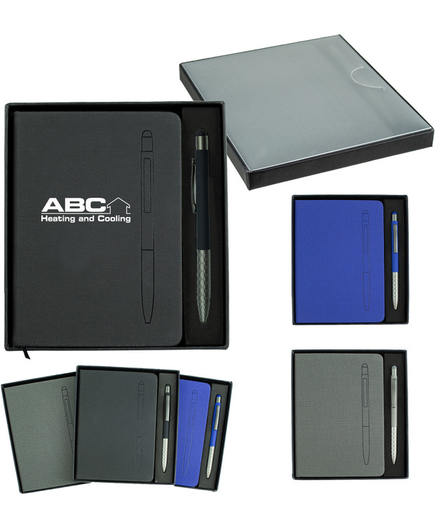 Achiever 7.5" X 6-5/8" Notebook W/ Soft Touch Aluminum Pen