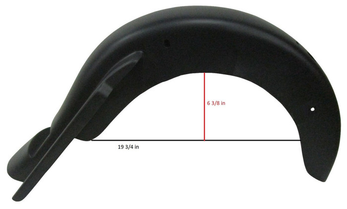 Harley Davidson Rear Fender  With Cutouts Side angled view With Measurements
