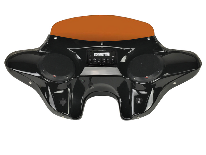 Harley Davidson Dyna Super Glide Batwing Fairing with Speakers and Stereo System tinted