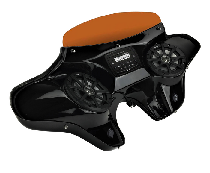 Harley Davidson Dyna Super Glide Batwing Fairing with Speakers and Stereo System Left Angled view