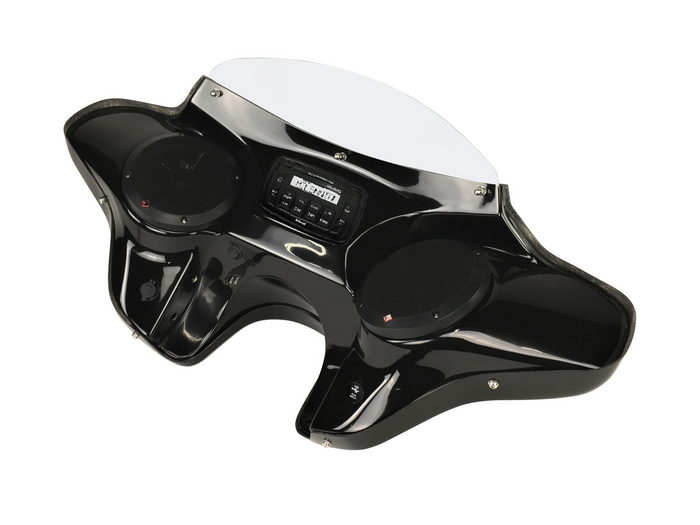 Harley Davidson Dyna Super Glide Batwing Fairing with Speakers and Stereo System Right Angled view