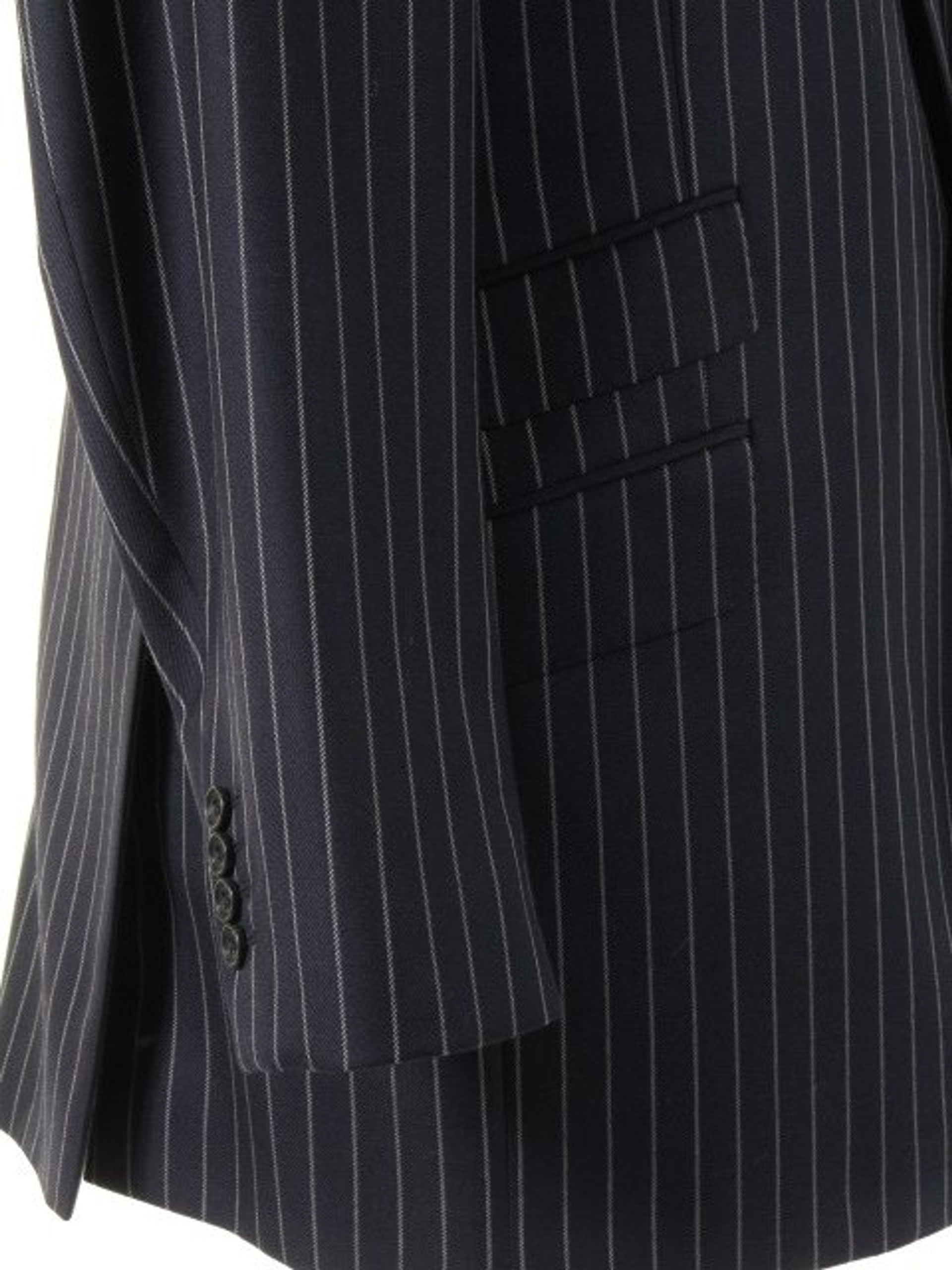 Roderick Charles Bespoke Suit Jacket Navy Rope-Stripe W/ Ticket Pocket ...