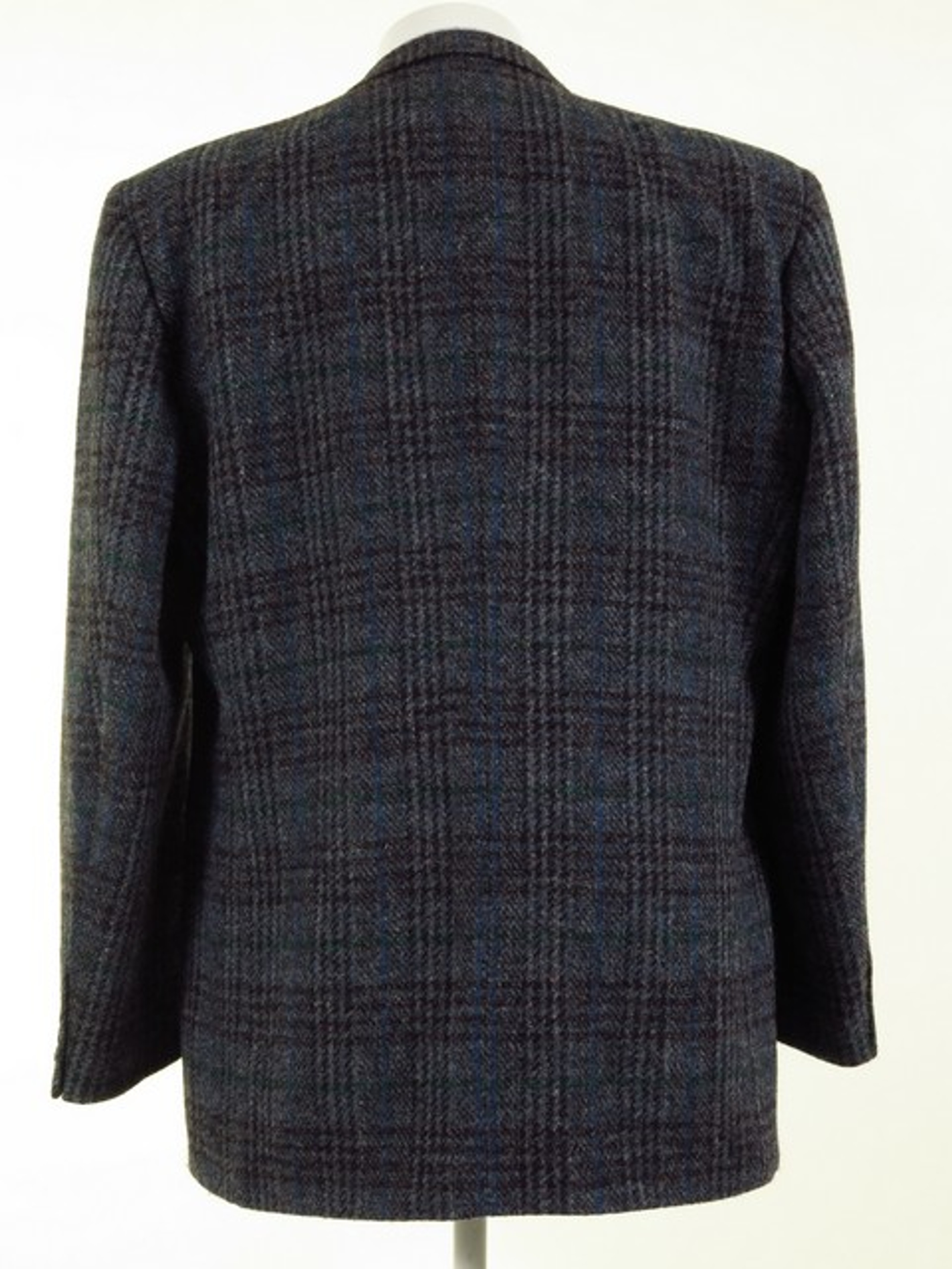 Plaid Harris Tweed Jacket Blue Grey 46L - Tweedmans