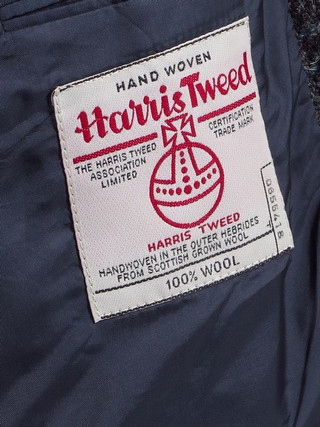 Plaid Harris Tweed Jacket Blue Grey 46L - Tweedmans