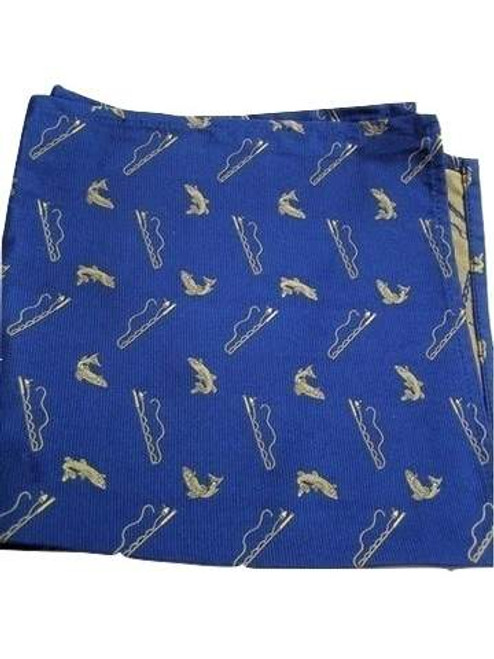 Silk pocket square fishing themed