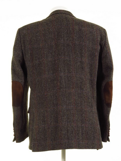 Harris Tweed Jacket W/ Leather Orb Buttons + Elbow Patches 42R - Tweedmans