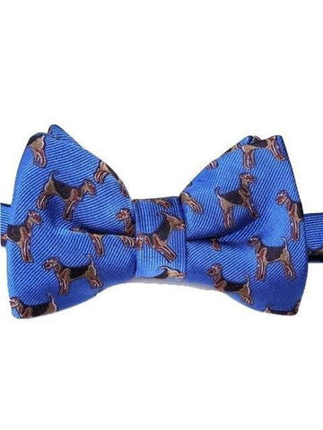 Men's Blue Silk Bow Tie Dog Pattern NEW - Tweedmans