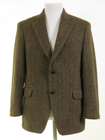 Men's Green Check Harris Tweed Jacket 42S - Tweedmans