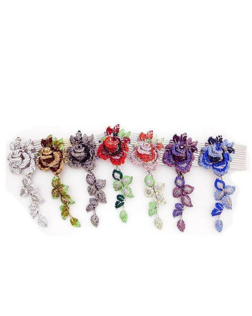 SWAROVSKI CRYSTAL DANGLING ROSE HAIR COMB