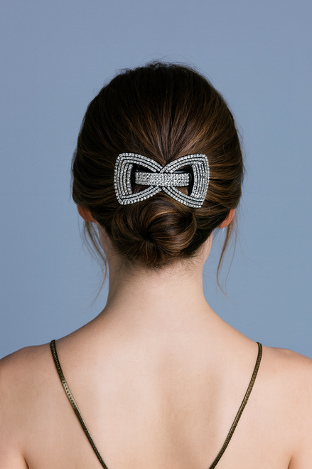 CRYSTAL TUXEDO BOWTIE BARRETTE CRYSTAL TUXEDO BOWTIE BARRETTE