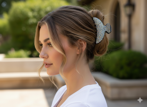 LARGE, LIGHTWEIGHT CRYSTAL COVERED HAIR JAWS