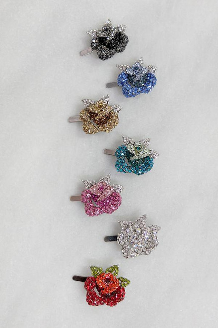 Rose Crystal Magnetic Barrette