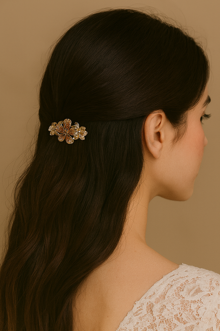 OMBRE CRYSTAL FLOWER HAIR JAW