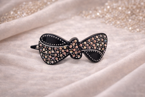 Noir Aurora Bow Crystal Hair Clip