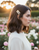 Lumière Line Magnetic Crystal Barrette: small rectangular crystal barrette worn in profile, rose garden