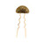 Slim pin with two long prongs and a dome-shaped top covered in small sparkling amber-gold stones