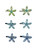 Fairy Blossom Magnetic Barrette colour range: six open flower slide clips in pairs: light green, light blue, dark blue
