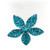 Petal Blossom Crystal Hair Stick: teal-stone flower on white, no pin visible