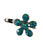 Petal Spark Crystal Magnetic Barrette: five-petal flower slide clip with teal stones on white
