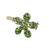 Petal Spark Crystal Magnetic Barrette: five-petal flower slide clip with green stones on white