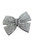 Sparkling silver-toned crystal bow, front view on a white background