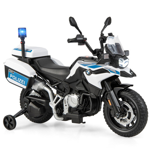Kids 12v BMW Police Motorbike Fun Ride On with Adjustable Stabilizers