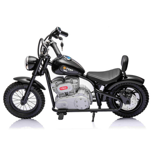 Kids 24v Retro Black Panther Chopper Motorcycle Battery Ride on