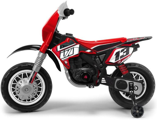 Kids Injusa 12v Red MAX VX Sit On Motocross Bike with Stabalizers