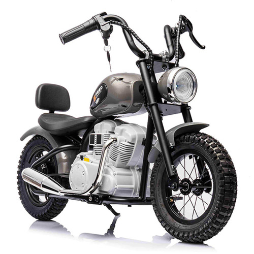 Kids 24v Silver Chopper Style Battery Powered Ride on Motorcycle