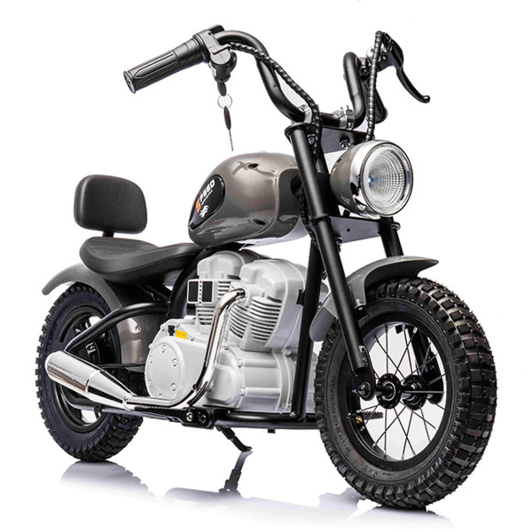 Kids 24v Silver Chopper Style Battery Powered Ride on Motorcycle